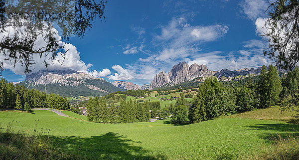 Cortina d'Ampezzo  Italien  Dolomitenberg Pomagagnon und Tofane di Dentro  Feld mit Hütten