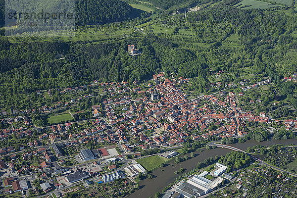 Deutschland  Treffurt  Luftbild der Stadt mit Burgruine Normannstein