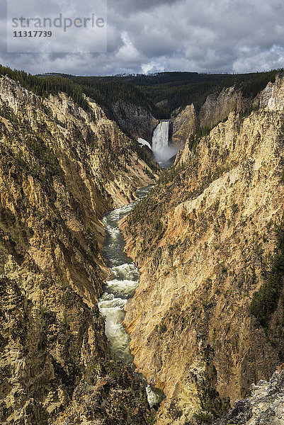 USA  Rocky Mountains  Wyoming  Yellowstone  Nationalpark  UNESCO  Welterbe  Lower Falls und Grand Canyon of the Yellowstone