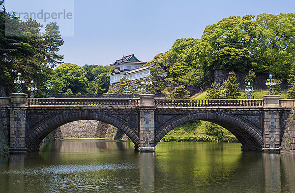 Japan  Tokio City  Kaiserpalast  Nijubashi-Brücke.