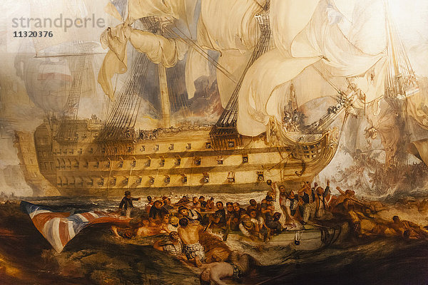 England  London  Greenwich  National Maritime Museum  Gemälde der Schlacht von Trafalgar 1805 von JMW Turner  datiert 1822