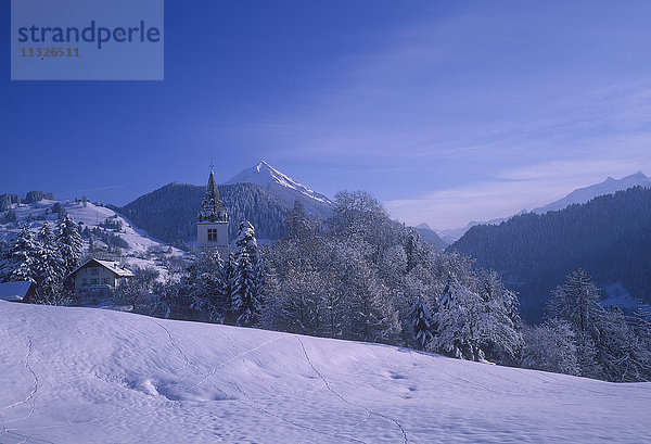 Leysin im Winter im Kanton Waadt