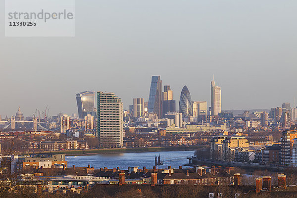 England  London  Greenwich  Blick auf die Londoner Skyline von Greenwich aus