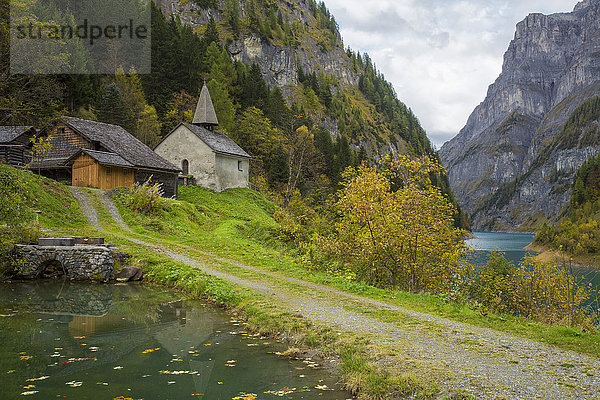 St. Martin in Gigerwald mit Stausee im Kanton St. Gallen