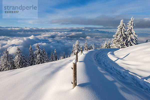 Blick von der Rigi Staffelhöhe im Winter auf die Zentralschweiz