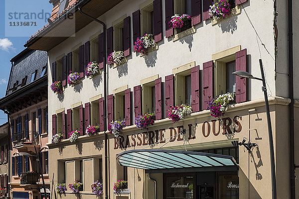 Schweiz  Kanton Waadt  Chateau d'Oex  brasserie de l'ours