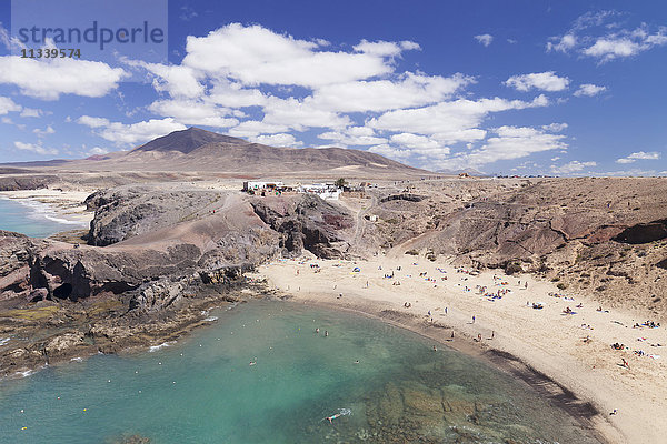 Strand Playa Papagayo  bei Playa Blanca  Lanzarote  Kanarische Inseln  Spanien  Atlantik  Europa