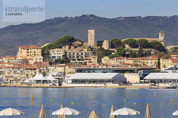 Le Suquet  von La Croisette  Cannes  Côte d'Azur  Französische Riviera  Alpes Maritimes  Provence  Frankreich  Mittelmeer  Europa