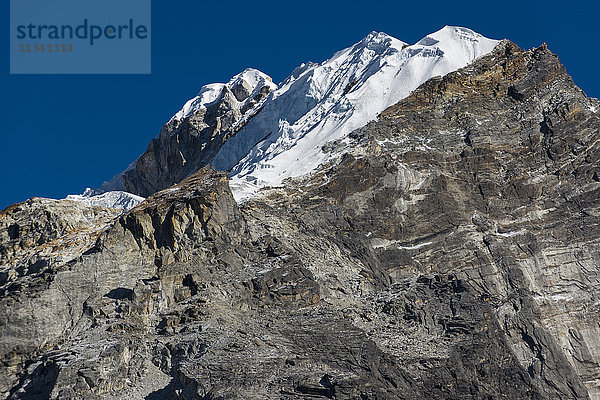 Bergsteiger auf dem Weg zum Gipfel des Lobuche  einem 6119 m hohen Gipfel in der Khumbu (Everest) Region  Nepal  Himalaya  Asien