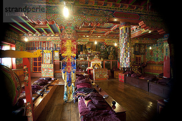 Im Inneren des buddhistischen Klosters von Tengboche in der Everest-Region  Khumbu  Nepal  Asien