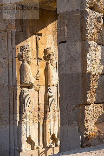 Geschnitztes Relief der königlichen persischen Garde  Persepolis  UNESCO-Weltkulturerbe  Iran  Naher Osten