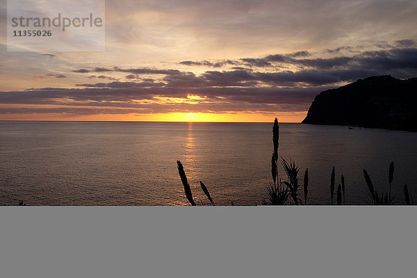 Sonnenuntergang über dem Meer  Madeira  Funchal  Portugal
