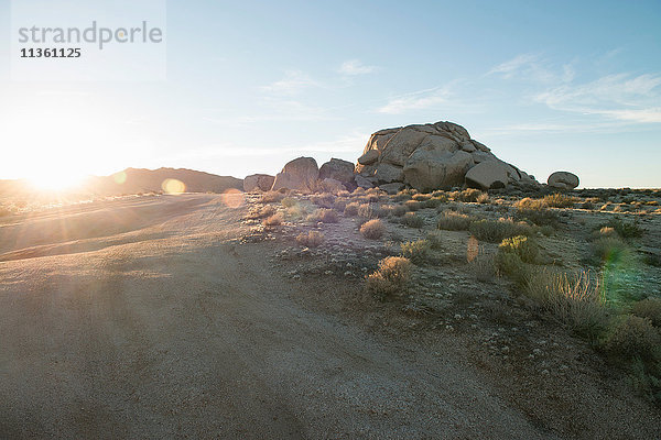 Sonnenuntergang und Felsformation  Mojave-Wüste  Kalifornien  USA