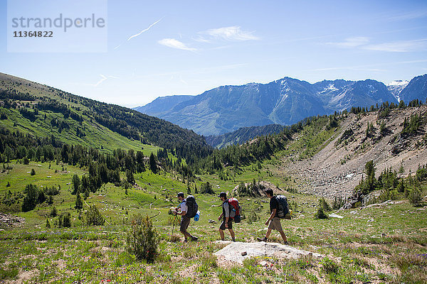 Wanderer  die durch das Tal wandern  Verzauberungen  Alpine Lakes Wilderness  Washington  USA