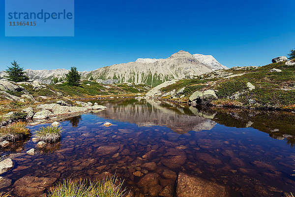 Blick auf See und Berge  Albulapass  Graubünden  Schweiz