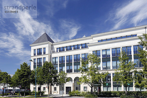 Frankreich  Seine-et-Marne. Neue Stadt Chessy (Serris-Montevrain-Marne la Vallee). Gebäudefassade.