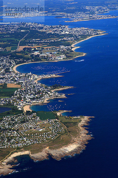 Frankreich  Bretagne  Morbihan. Luftaufnahme. Pointe du Talus. Larmor-Plage.