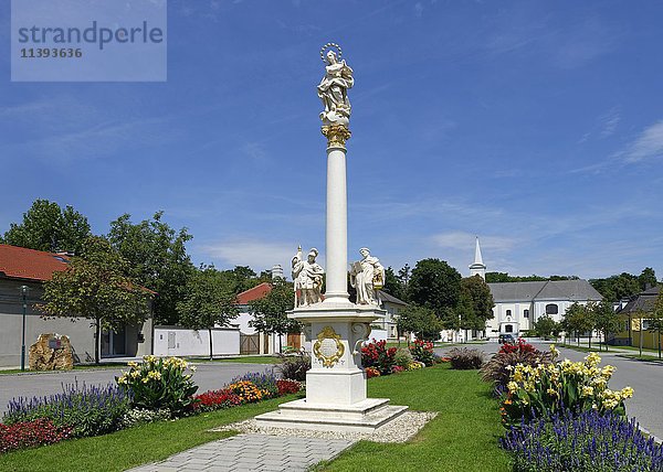 Mariensäule  Kirchplatz  Halbturn  Nordburgenland  Burgenland  Österreich  Europa