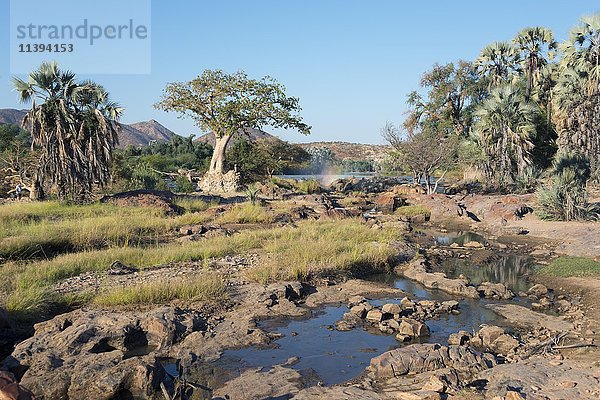 Landschaft um den Kunene-Fluss bei den Epupa-Fällen  Kaokoland  Namibia  Afrika