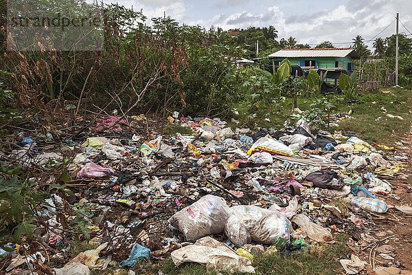 Umweltverschmutzung  Müll  Straßenrand  Beruwela  Westprovinz  Sri Lanka  Asien