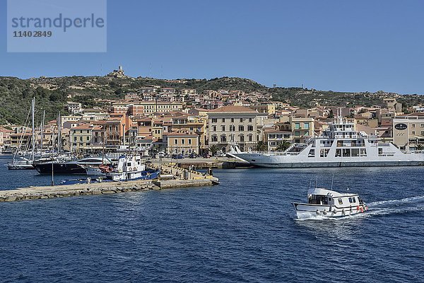 Boote im Hafen  La Maddalena  Provinz Sassari  Region Gallura  Sardinien  Italien  Europa