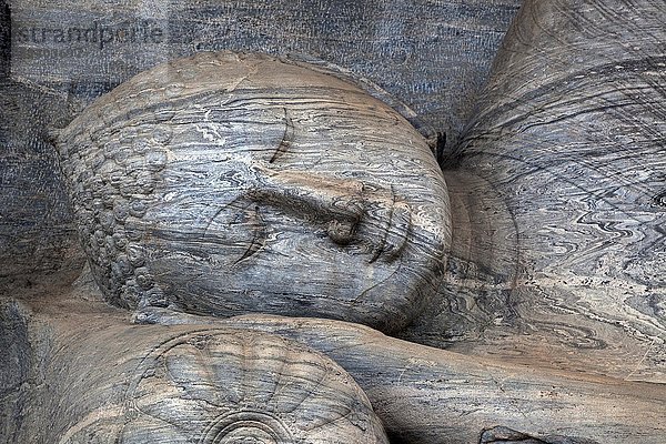 Liegender Buddha  Gal Vihara  Heilige Stadt  Polonnaruwa  nördliche Zentralprovinz  Sri Lanka  Asien