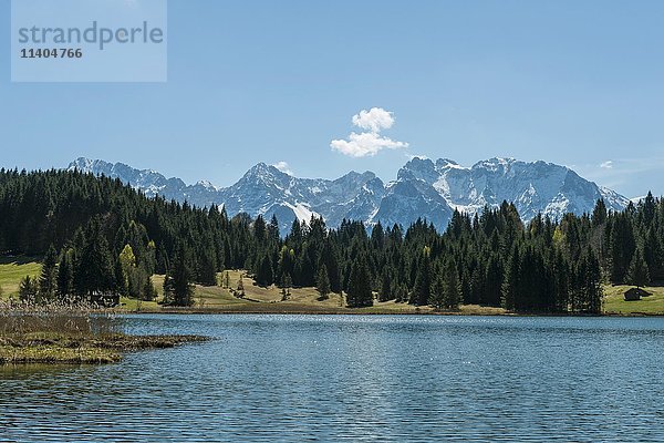 Geroldsee  Wagenbrüchsee  dahinter Karwendelgebirge  Werdenfelser Land  Oberbayern  Bayern  Deutschland  Europa