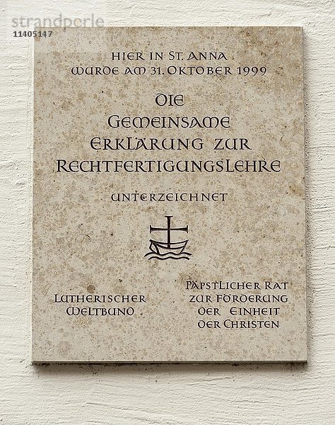 Gedenktafel  St. Anna Kirche  Luther  Reformation  Augsburg  Bayern  Deutschland  Europa