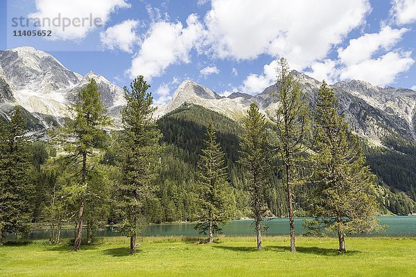 Antholzer See mit Rieserfernergruppe  Östliche Zentralalpen  Antholzertal  Südtirol  Italien  Europa