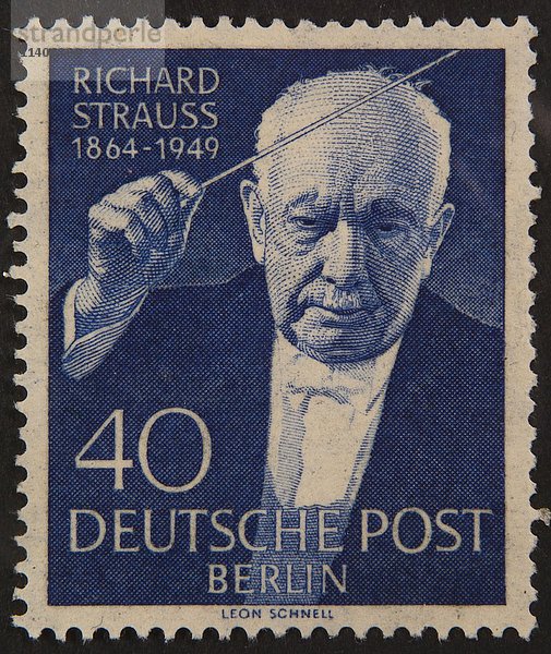 Richard Strauss  deutscher Komponist  Porträt auf deutscher Briefmarke von 1954