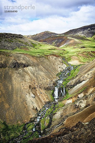 Wasserfall  Reykjadalur-Tal  Hveragerdi  Island  Europa