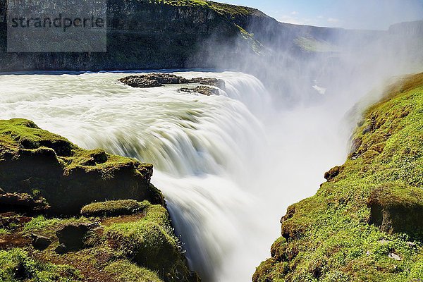 Gullfoss Wasserfall  Hvita Fluss  Haukadalur  Goldener Kreis  Island  Europa