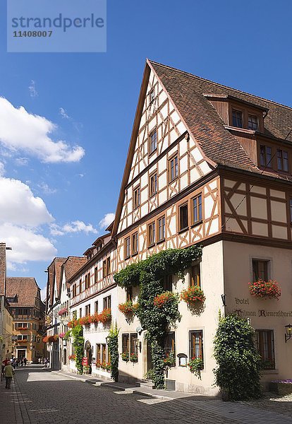Georgengasse im historischen Zentrum  Rothenburg ob der Tauber  Mittelfranken  Franken  Bayern  Deutschland  Europa