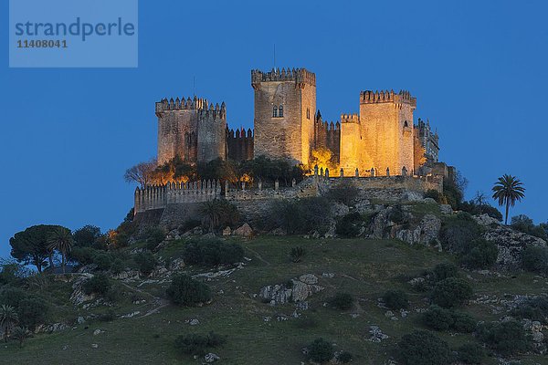 Burg von Almodóvar del Río in der Abenddämmerung  Provinz Cordoba  Andalusien  Spanien  Europa
