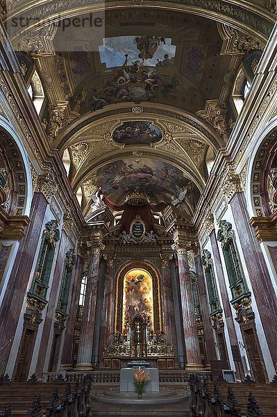 Altarraum und Deckengewölbe mit illusionistischen Malereien  Jesuitenkirche  Doktor-Ignaz-Seipel-Platz  Wien  Österreich  Europa