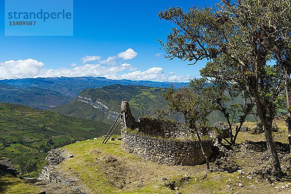 Ruinen eines Rundhauses  Festung Kuelap  Chachapoyas  Provinz Luya  Anden  Peru  Südamerika