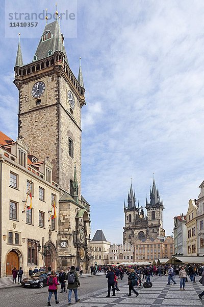 Altstädter Rathaus und Tyn-Kirche  Altstädter Ring  Prag  Tschechische Republik  Europa