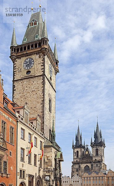 Altstädter Rathaus und Tyn-Kirche  Altstädter Ring  Prag  Tschechische Republik  Europa