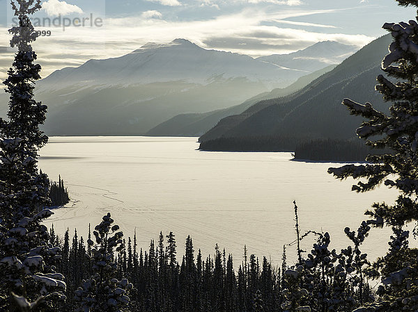 Gefrorener Muncho Lake im Winter  Muncho Lake Provincial Park; British Columbia  Kanada'.