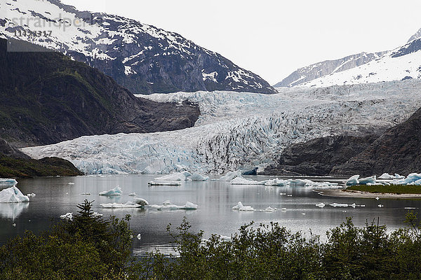 Panoramablick auf den Mendenhall-Gletscher und den See  Juneau  Südost-Alaska  USA