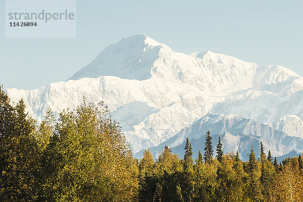 Denali  fotografiert vom Parks Highway in der Nähe des Rastplatzes South Viewpoint; Alaska  Vereinigte Staaten von Amerika'.