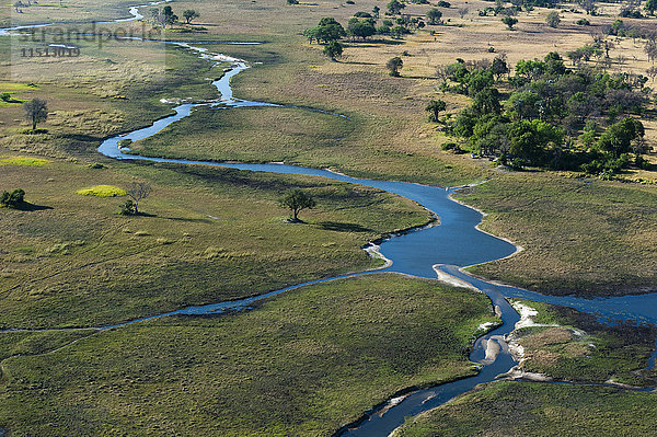 Luftaufnahme des Okavango-Deltas  Botswana  Afrika