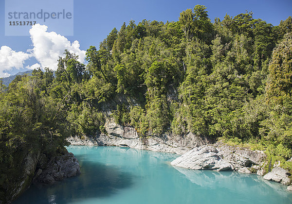 Blick entlang des Hokitika-Flusses  Hokitika-Schlucht  Kowhitirangi  bei Hokitika  Westland-Distrikt  Westküste  Südinsel  Neuseeland  Pazifik