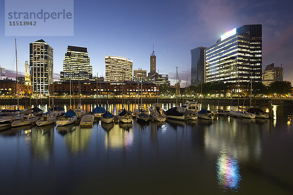 Skyline der Stadt vom Hafen von Puerto Madero bei Nacht  San Telmo  Buenos Aires  Argentinien  Südamerika