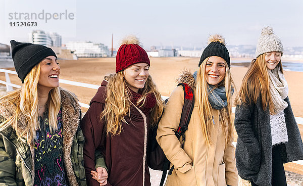 Vier Freunde in Strandnähe