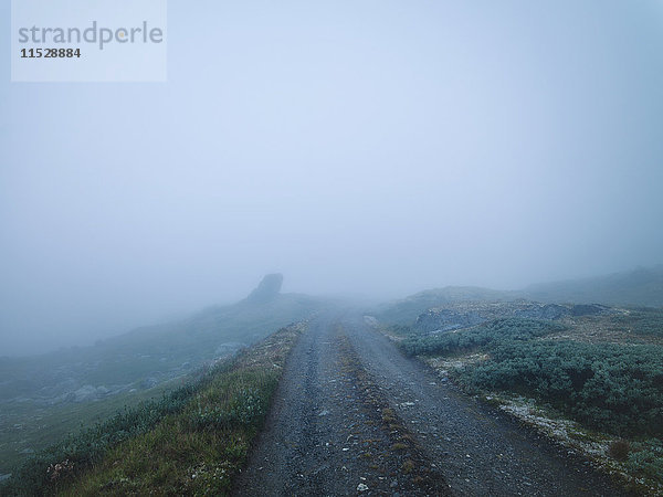 Schotterpiste im Nebel