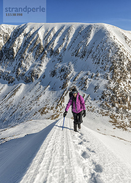 Großbritannien  Schottland  Ben Nevis  Carn Mor Dearg  Senior Bergsteigerin