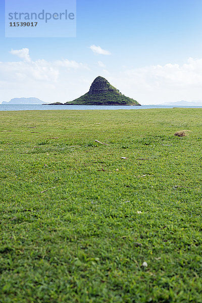 USA  Hawaii  Kualoa Regional Park  Blick vom Kualoa Point auf die Insel Mokolii