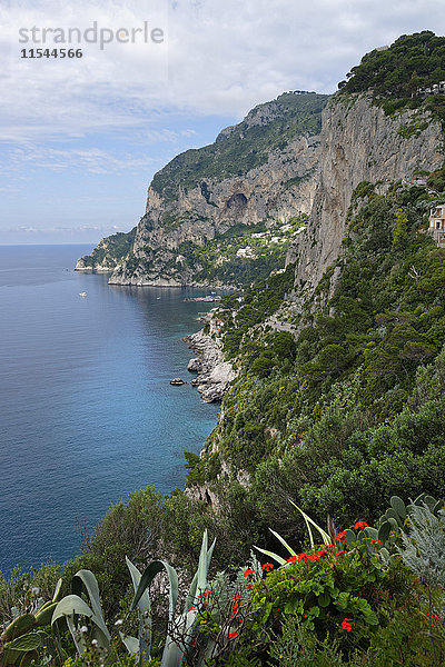 Italien  Kampanien  Golf von Neapel  Blick vom Park Certosa di San Giacomo auf Via Krupp und die Marina Piccola