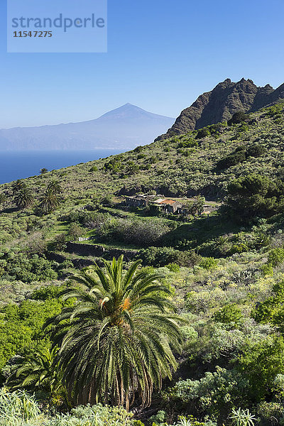 Spanien  Kanarische Inseln  La Gomera  El Palmar  Teneriffa mit Pico del Teide im Hintergrund